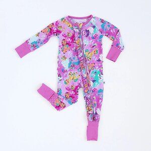 NWT Bums & Roses Baby Girl Bamboo My Little Pony Convertible Romper Footie 0-3